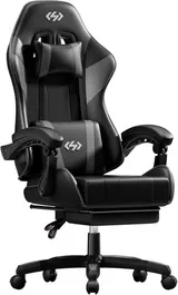 HLDIRECT Gamingstuhl – ergonomischer Bürostuhl mit Lendenkissen Schwarz/Grau NEU – Bild 1