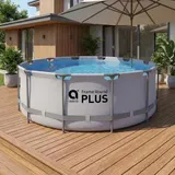 Stahlrahmenpool Aufstellpool Gartenpool Schwimmbecken ohne Pumpe grau rund – Bild 13