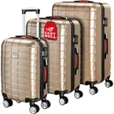 monzana® Hartschalenkoffer-Set Exopack 3-tlg Champagner ABS – Bild 1
