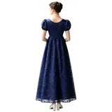 Damen Vintage Regency Kleid Victorian Maxikleid mit Puffärmeln Party Abendkleid – Bild 8