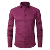 Stretch Hemd Herren Langarm Businesshemd Slim fit Hemden Kentkragen Freizeithemd – Bild 11