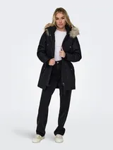 Only Damen Winter-Jacke OnlIris einfarbiger Parka Mantel Kapuze mit Fell Winter. – Bild 3