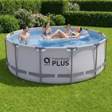 Stahlrahmenpool Aufstellpool Gartenpool Schwimmbecken ohne Pumpe grau rund – Bild 11