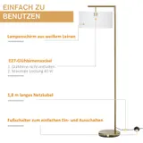 Stehlampe Stehleuchte E27 Sockel für Wohnzimmer Stahl Stoffschirm Goldoptik – Bild 7