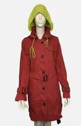 KHUJO Damen Übergangsjacke Mantel Jacke Frühling mit Gürtel Modell:Frühling, Rot – Bild 3