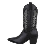 Western- & Bikerstiefel Damenschuhe 0645 Ital-design In Schwarz – Bild 2