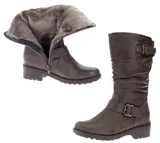 Damen Stiefel Boots Winterstiefel Gefüttert Blockabsatz Profilsohle Leder-Optik – Bild 1