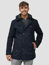 Indicode Herren Kurzmantel Cliff-Herrenmantel Wollmantel Coat Mantel Kapuze – Bild 3