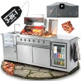 Outdoor Küche Gasgrill Edelstahl 6 Brenner 24,1 kW mit Spüle & Kühlschrank – Bild 1
