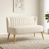 Sofa 2-Sitzer Couch Stoffsofa Sitzmöbel Polstersofa Loungesofa breit Cremeweiß – Bild 2
