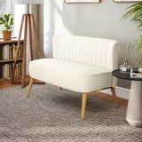 Sofa 2-Sitzer Couch Stoffsofa Sitzmöbel Polstersofa Loungesofa breit Cremeweiß – Bild 9