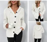 Damen V-Ausschnitt Strickjacke Herbst Winter Langarm Loose Cardigan Pullover – Bild 2