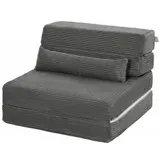 HOMCOM Schlafsofa Faltbarer Schlafsessel mit Kissen Cord-Optik Dunkelgrau – Bild 3
