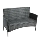 Polyrattan Gartenbank Rattan Bank 2-Sitzer Sitzbank mit Sitzkissen Rattanmöbel – Bild 4