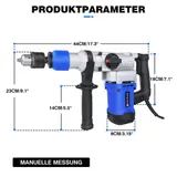 Stemmhammer Bohrhammer Schlagbohrhammer SDS PLUS Meisselhammer 1500W Profi Tool – Bild 2