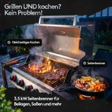 Gasgrill mit Seitenbrenner 4+1 Brenner – Hotzone 17kW Leistung BBQ Grill mit LED – Bild 4