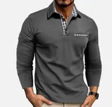 Herren Langarmshirt Poloshirt Langarm Hemd Polo Shirt Freizeit Business Tops – Bild 2