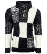 Herren Grobstrick Pullover Stehkragen Winter-Freizeit-Jacke Design Pulli B-51112 – Bild 2