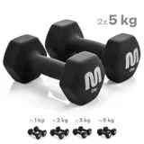 Neopren Hanteln Set Kurzhanteln 2er Set Hantelset 1kg-5kg Gym Fitness SCHWARZ🏋️ – Bild 3