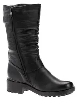 Damen Stiefel Boots Winterstiefel Gefüttert Blockabsatz Profilsohle Leder-Optik – Bild 3
