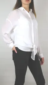 Damen Bluse weiß weich fallend als Knotbluse pflegeleicht Größe 34 bis 48 neu 05 – Bild 4