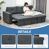 HOMCOM Schlafsofa Ecksofa mit Bettfunktion 3er Couch mit Stauraum Dunkelgrau – Bild 7
