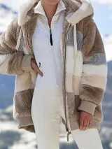 Damen Plüsch Warme Winterjacke Teddyfell Kapuzen Mantel Winter Fleecejacken – Bild 8