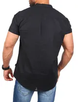 Herren Hemd Leinen Baumwoll Mix Carisma Stehkragen kurzarm regular fit 9337 – Bild 4