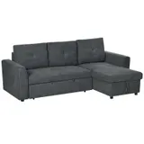 HOMCOM Schlafsofa Ecksofa mit Bettfunktion 3er Couch mit Stauraum Dunkelgrau – Bild 3