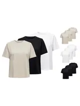 Only Damen Basic T-Shirts in 3er Pack Top kurzarm Rundhals Baumwolle  – Bild 4