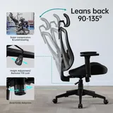STOOLINK Ergonomischer Bürostuhl Schaumstoff Schreibtischstuhl Mesh 150kg – Bild 8