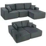 Ecksofa mit Schlaffunktion, L-Form 267 cm Schlafsofa mit Wurfkissen Dunkelgrau – Bild 1