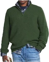 Herren Strickpullover Warm Pullover Sweater Half Zip-Herrenpullover Stehkragen – Bild 14