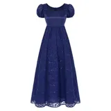 Damen Vintage Regency Kleid Victorian Maxikleid mit Puffärmeln Party Abendkleid – Bild 6