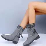 Damen Schlupfstiefel PU-Optik Stiefeletten Bequeme Stiefel Schuhe New – Bild 6