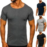 T-Shirt Tee Rundhals Kurzarm Classic Basic Casual Sport Herren BOLF Unifarben – Bild 2