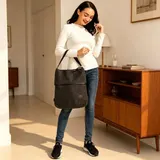 Damen Rucksack Canvas Handtasche Umhängetasche Schultertasche Vintage – Bild 5