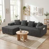 Ecksofa Wohnlandschaft mit Schlaffunktion - Cord Stoff - L-Form Couch Modulsofa – Bild 9