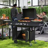 Outsunny Gasgrill 12,2 KW 3+1 Brenner BBQ Grillwagen aus Edelstahl inkl Rolle – Bild 1