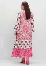 Kleid rosa 44 Sheego Damen Maxikleid Mustermix Trompetenärmel UVP 149€ 4.9280 – Bild 2