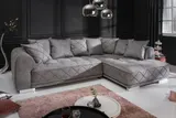 Modernes XXL Ecksofa DECADENCIA 320cm silbergrau Samt Bigsofa inkl. Kissen – Bild 2