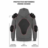 Motorrad Hoodie Aramid Herren Biker Jacke CE-Protektoren Grau Motorrad jacke Neu – Bild 22