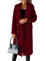 Damen Mantel Trenchcoat Wintermantel Übergangs zweireihig Jacke Parka Lang DE – Bild 8