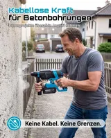 4-in-1 Akku Bohrhammer 2.8J SDS Plus Schlagbohrer Bohrmaschine mit 2*4,0Ah Akku – Bild 3