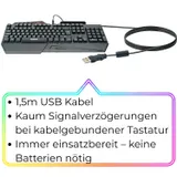 Schwaiger USB Gaming Keyboard Tastatur RGB LED Beleuchtet Smartphone-Halterung – Bild 4