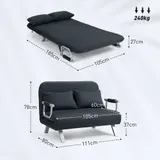 HOMCOM 2-Sitzer Sofa mit Schlaffunktion Schlafsofa mit Verstellbarer Rückenlehne – Bild 4