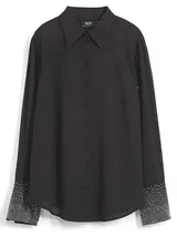 Damen Bluse lila mit Strasssteinchen Hemdkragen Langarm Größe 38 - 54 neu 17324 – Bild 10