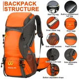 50L Rucksack Wasserdicht Wanderrucksack Reise Sport Trekkingrucksack Regenhülle – Bild 9