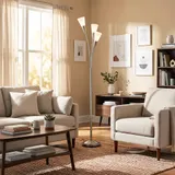 HOMCOM Stehlampe Wohnzimmer 40 W 3 Flammige Stehleuchte mit Fußschalter – Bild 2