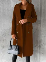 Damen Mantel Trenchcoat Wintermantel Übergangs zweireihig Jacke Parka Lang DE – Bild 1